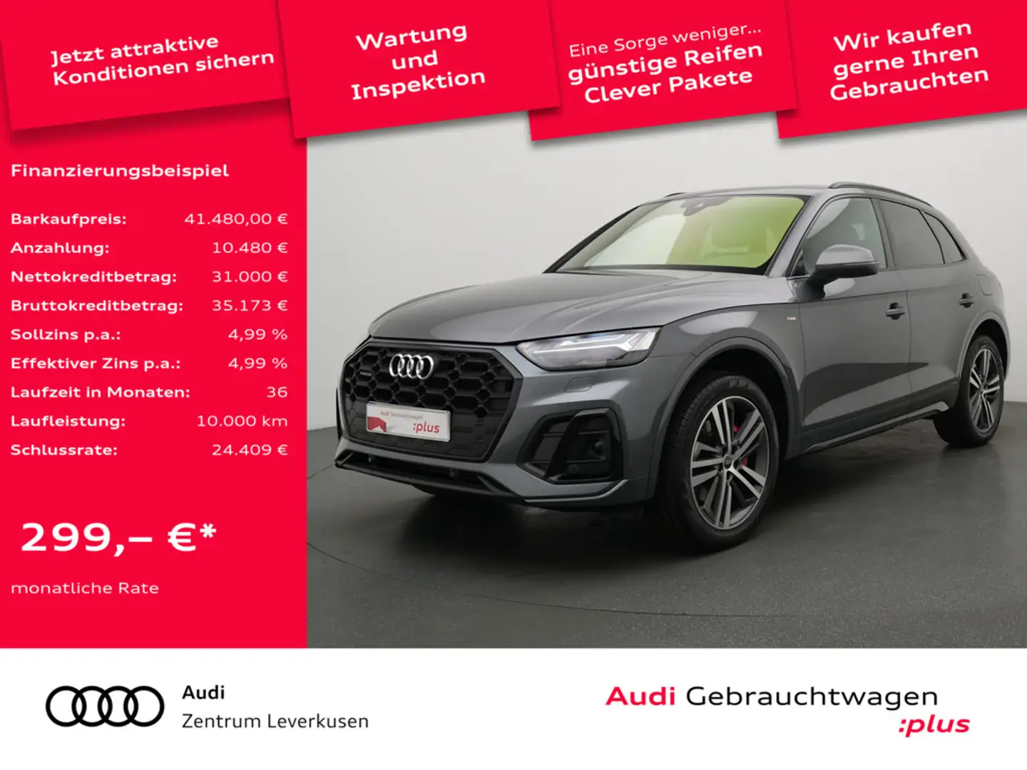 Audi Q5 e quattro S line PANO MATRIX LEDER NAVI AH Grau - 1
