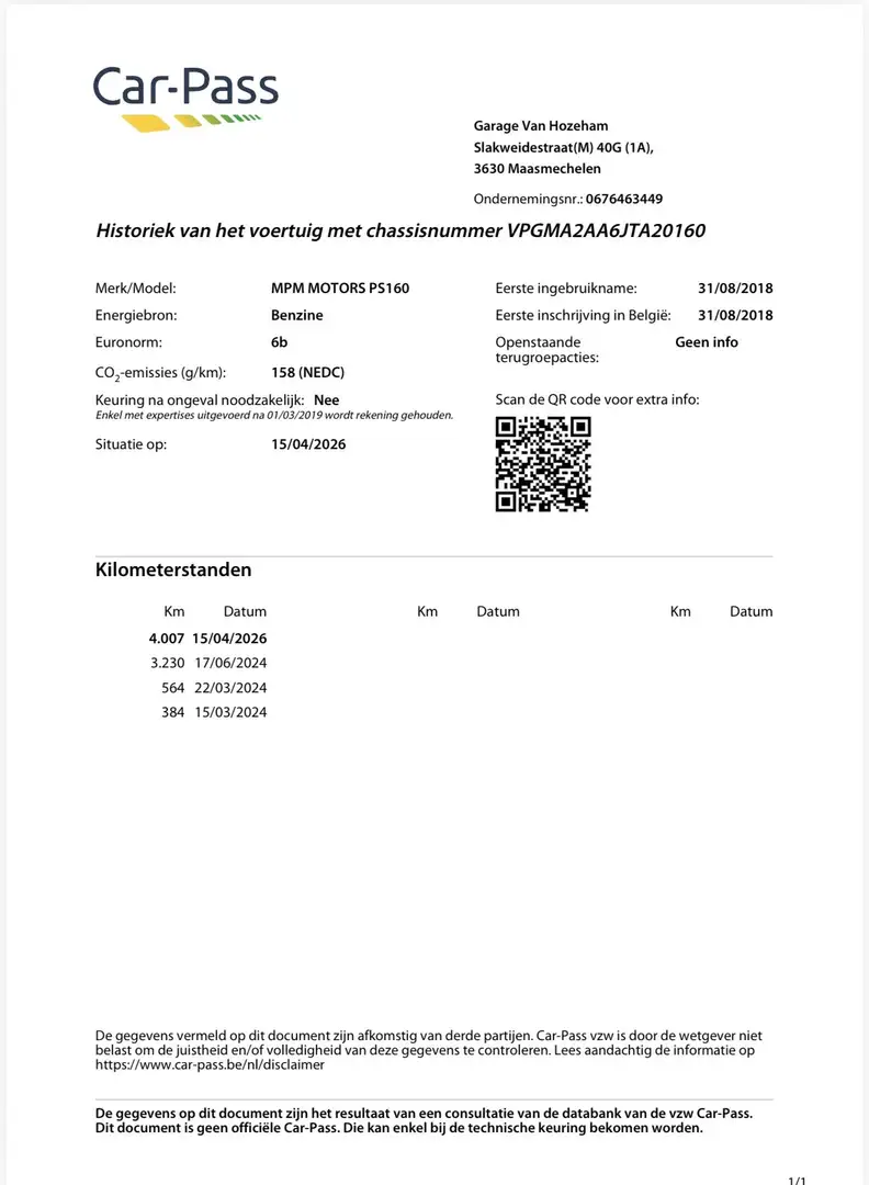 MPM Motors PS160 PS160 1.6i motor Mitsubishi 4.000 KM Weiß - 2