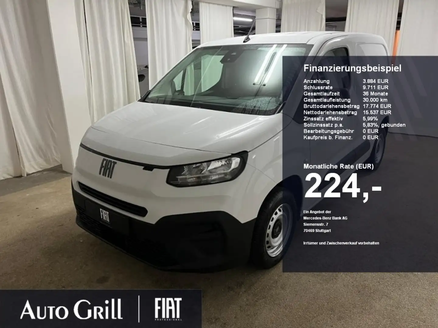 Fiat Doblo L1 EasyPro Ersatzrad Schiebetüre PDC Wit - 1