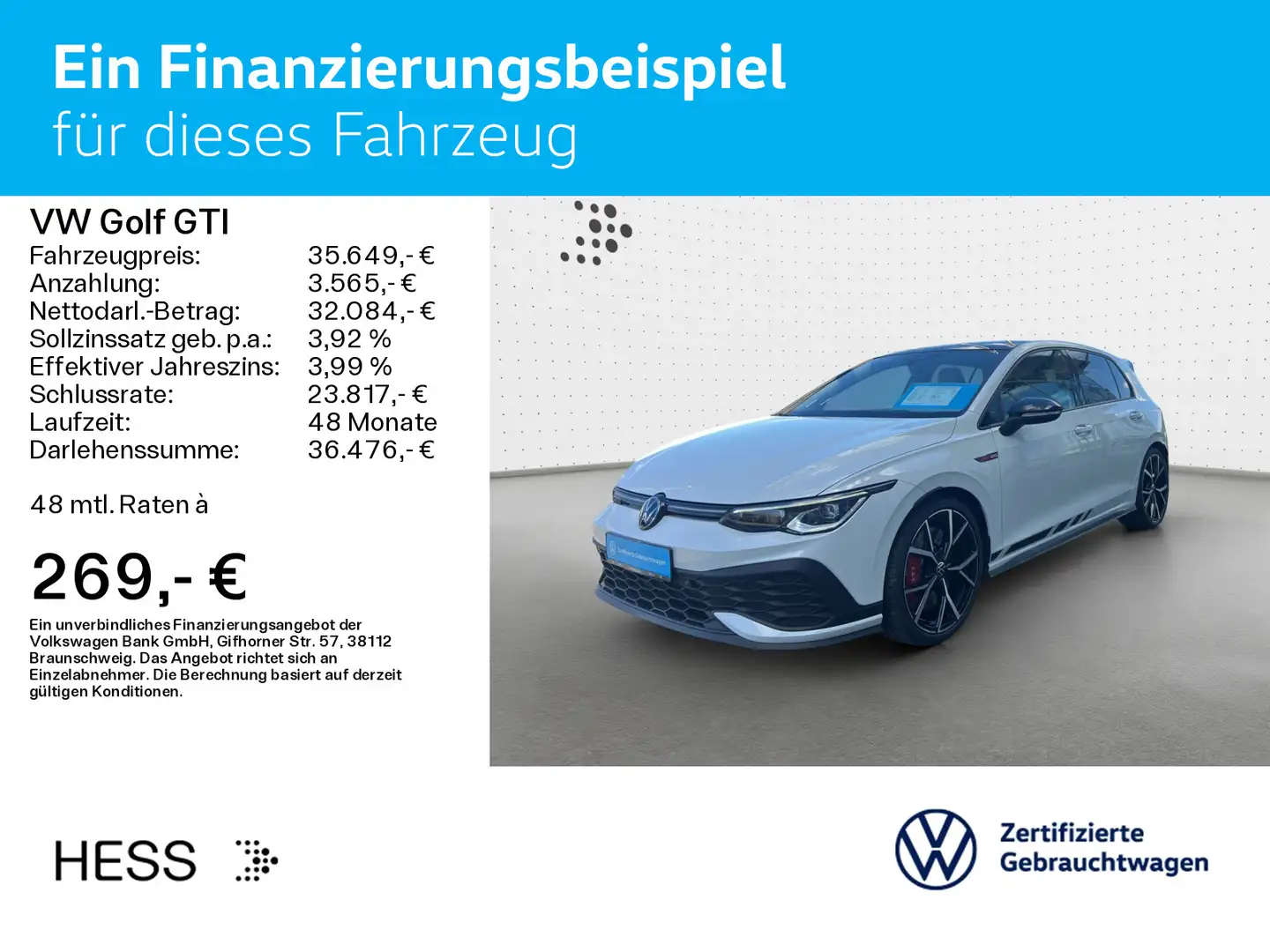 Volkswagen Golf GTI VIII 2.0 TSI DSG  CLUBSPORT*BLACK-STYLE Weiß - 2