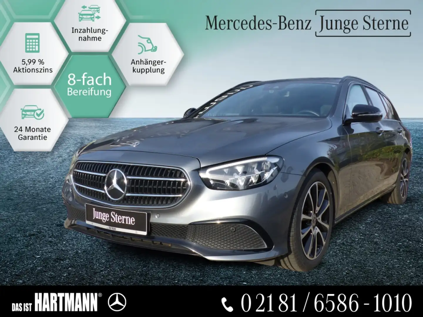 Mercedes-Benz E 200 T AVANTGARDE+AHK+R.KAM+TOTWIN+NIGHT+8-FACH Grau - 1