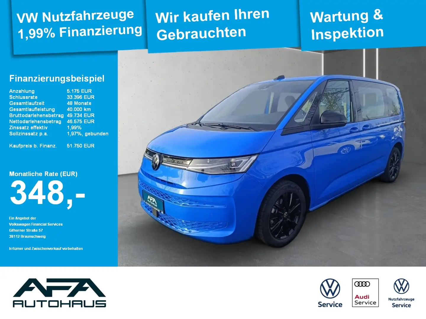 Volkswagen T7 Multivan Multivan 2,0 TDI LIFE DSG AHK*StdHz*Pano*Navi Blau - 1