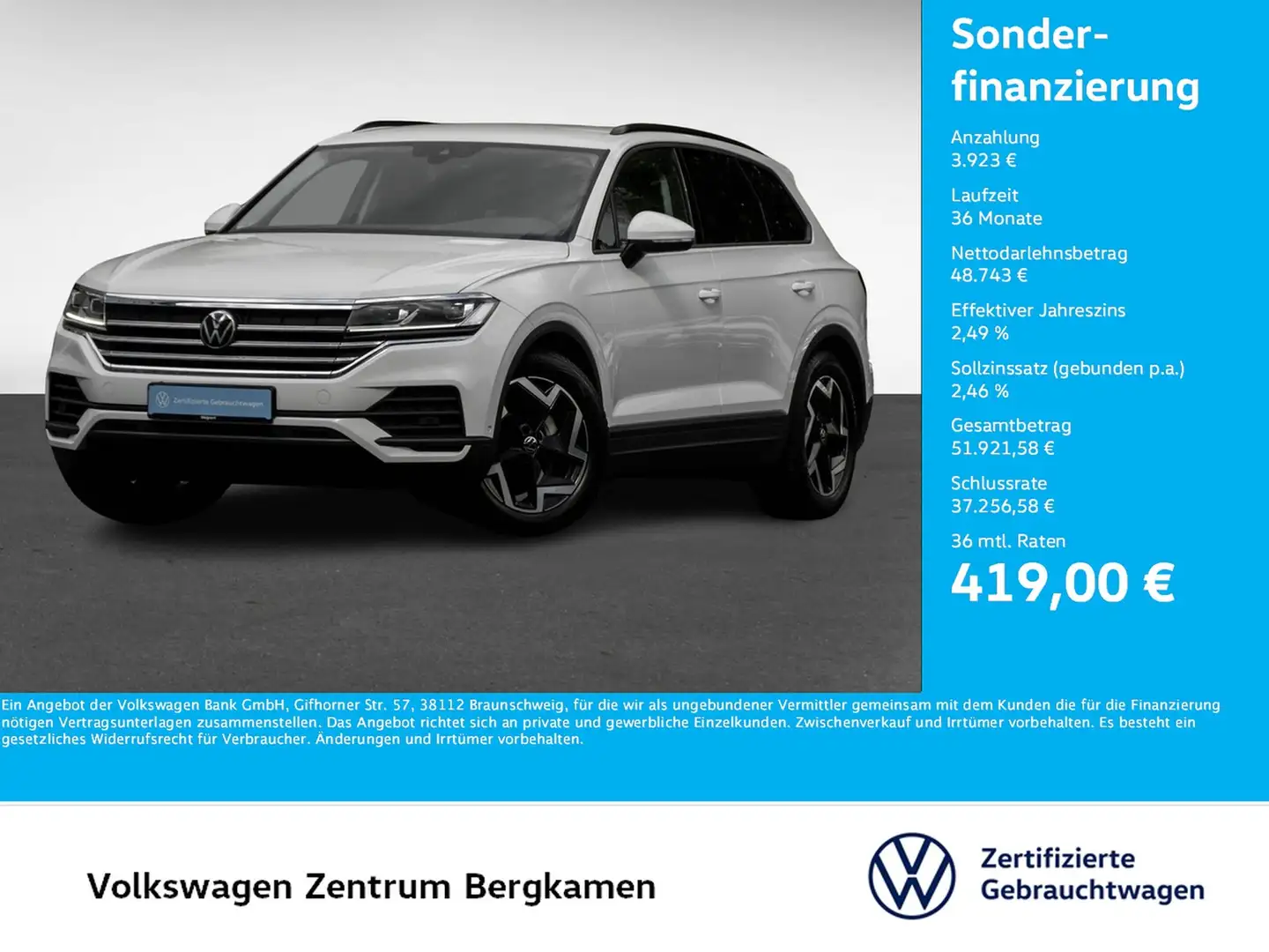 Volkswagen Touareg V6 NEUES MODELL AHK CAM ACC LM19 NAVI Weiß - 1