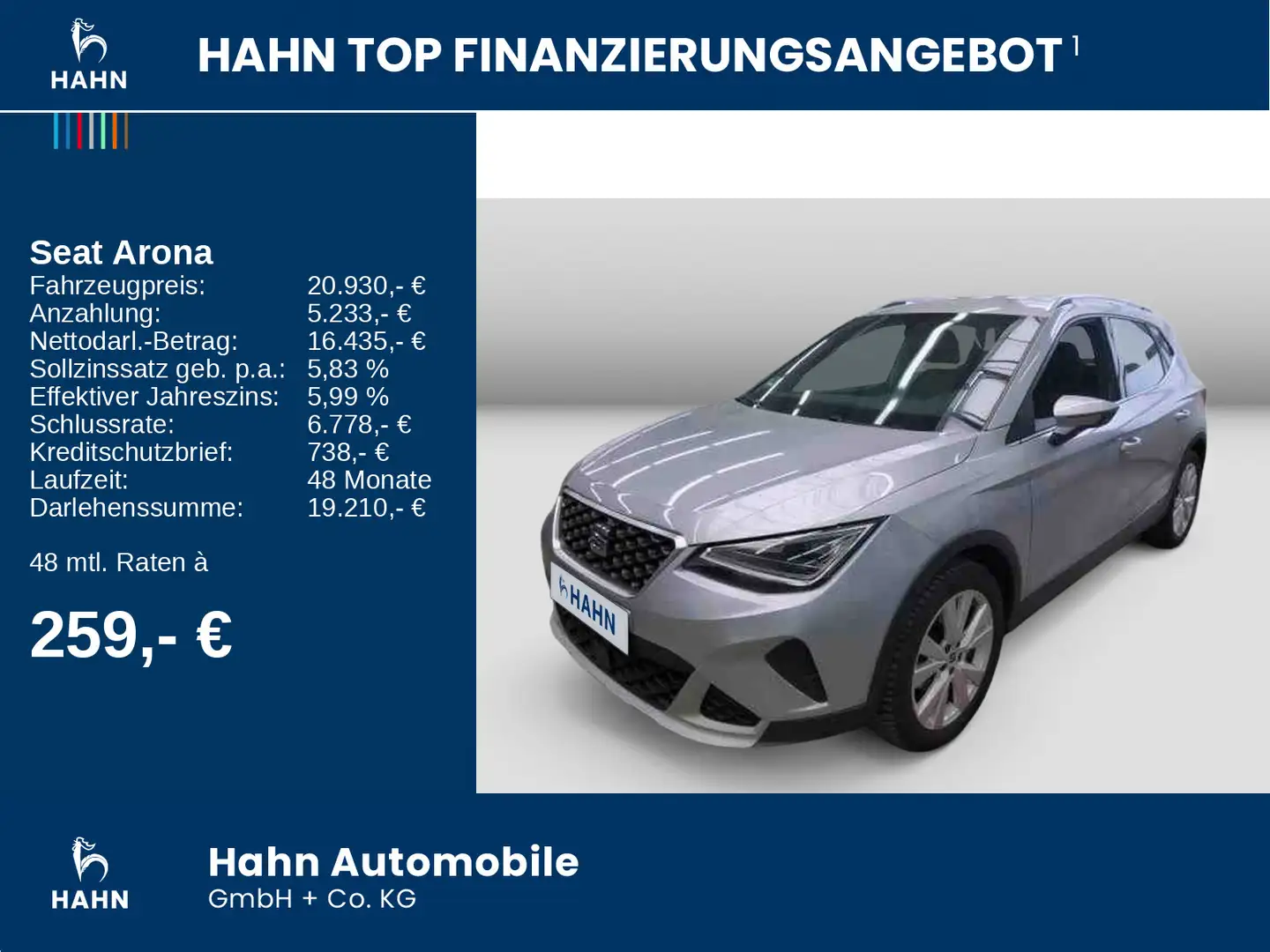 SEAT Arona 1.0 TSI DSG Xperience LED Navi Sitzhz Einp Silber - 2