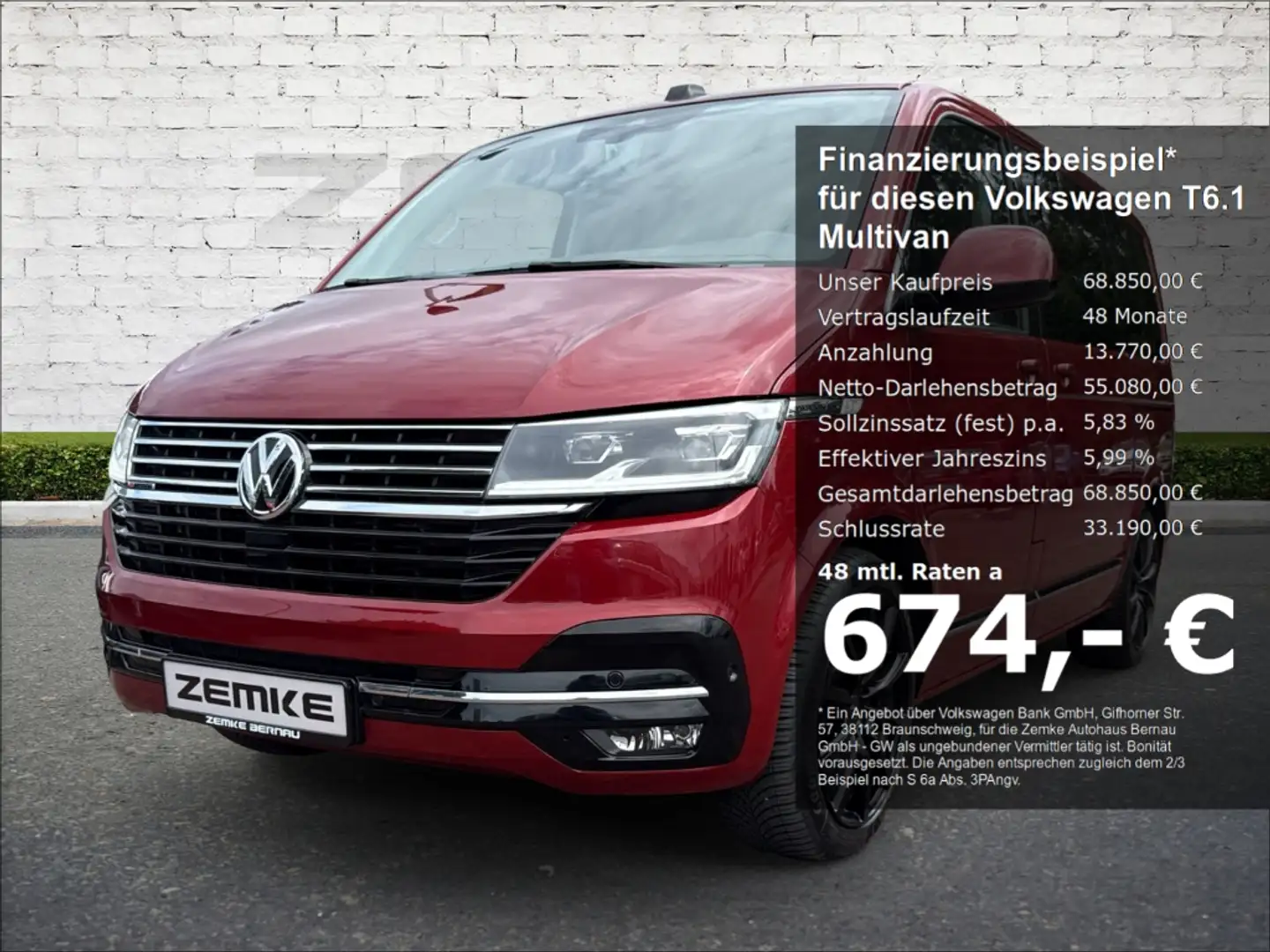 Volkswagen T6.1 Multivan 2.0 TDI DSG Highline 4MOTION AHK-abnehmbar Navi Di Rosso - 1