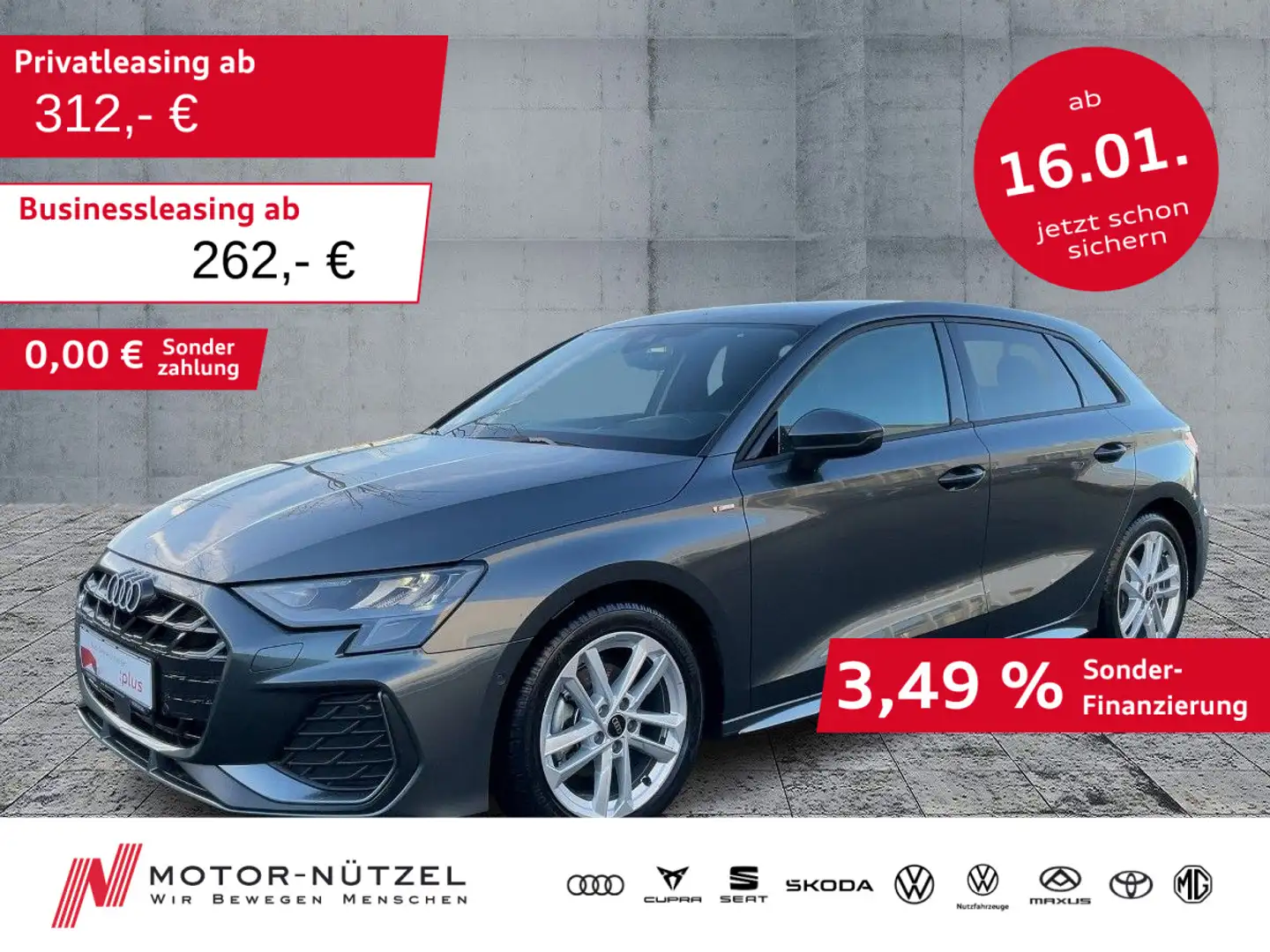 Audi A3 35 TFSI S-TR S-LINE NAVI+HuD+SONOS Grau - 1