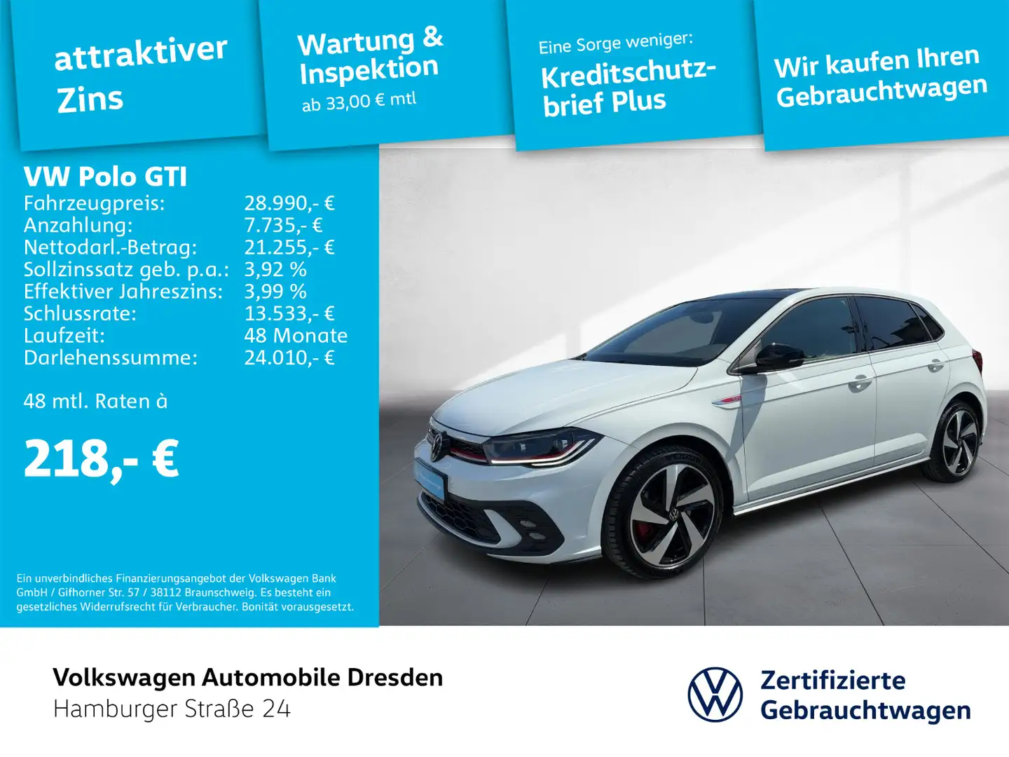 Volkswagen Polo GTI 2.0 TSI DSG IQ PANO APP TRAVEL Weiß - 1