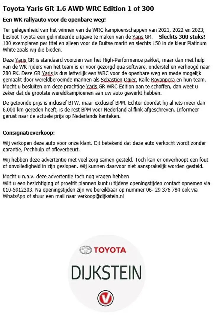 Toyota Yaris GR 1.6 AWD WRC Edition 1 of 300 Blanco - 2