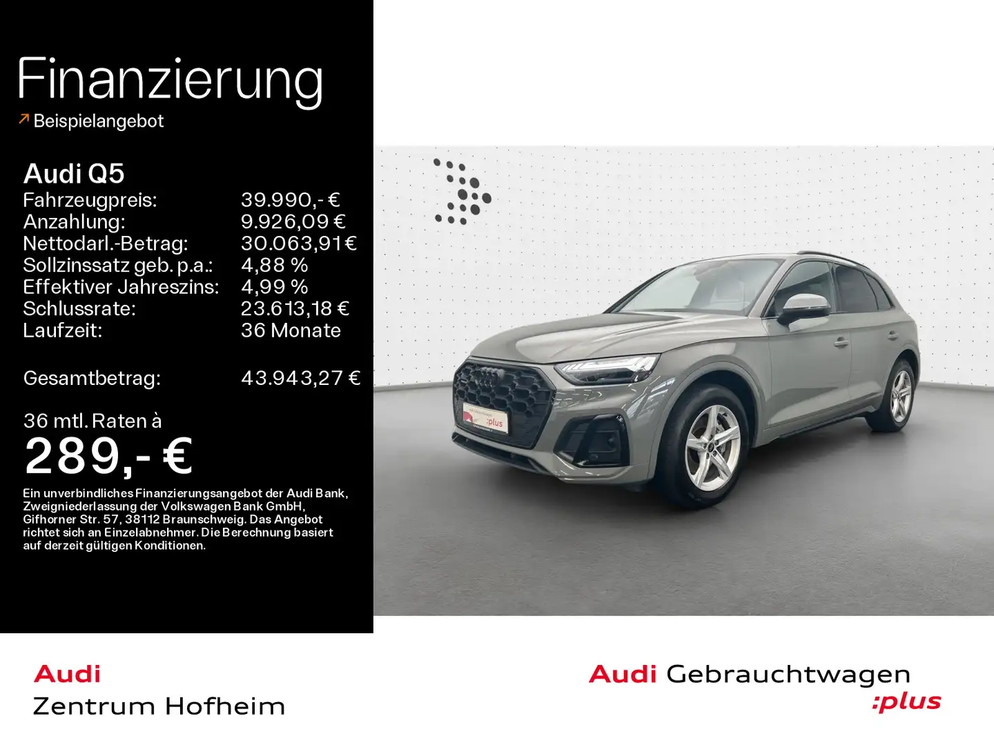 Audi Q5 40 TDI qu S line S tro*Air*LED*Virtual*Navi+* Gris - 1