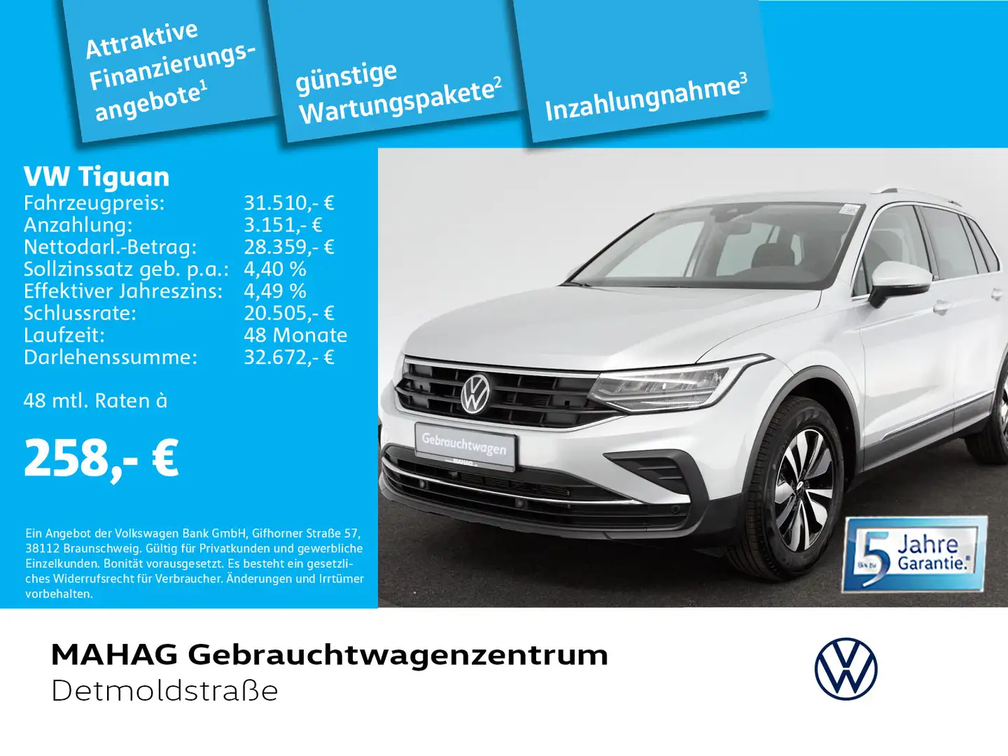 Volkswagen Tiguan 1.5 TSI MOVE Navi LED AHK DSG Argent - 1