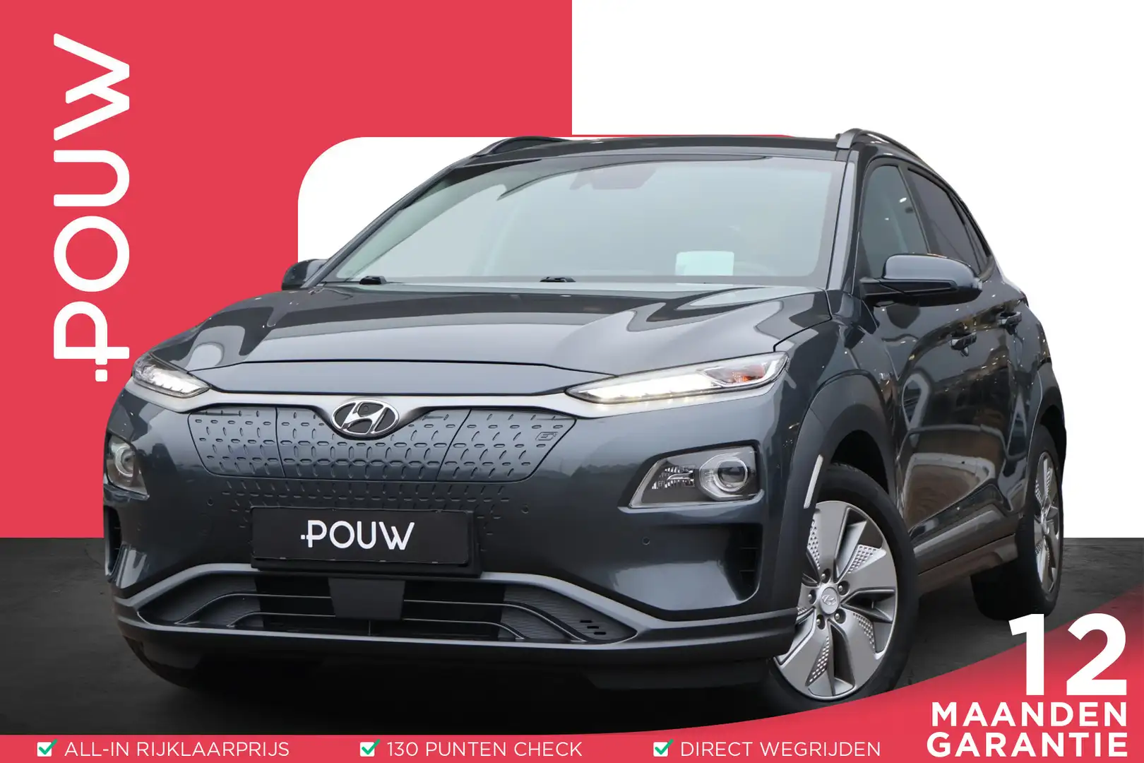 Hyundai KONA 204pk EV Fashion Sky 64 kWh | SoH 96% | Warmtepomp Grau - 1
