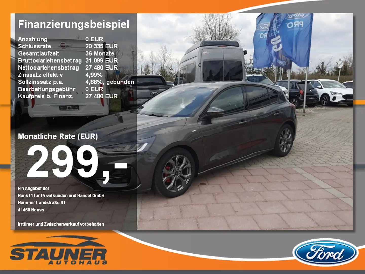 Ford Focus Limousine 1.0 EcoBoost MHEV ST-Line SHZ Grau - 1