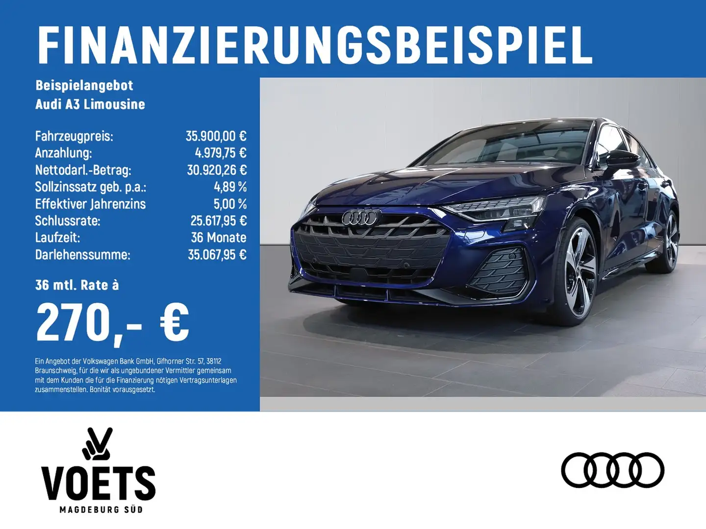 Audi A3 Limousine 35 TFSI S line 19Zoll+MATRIX+SONOS Blau - 2