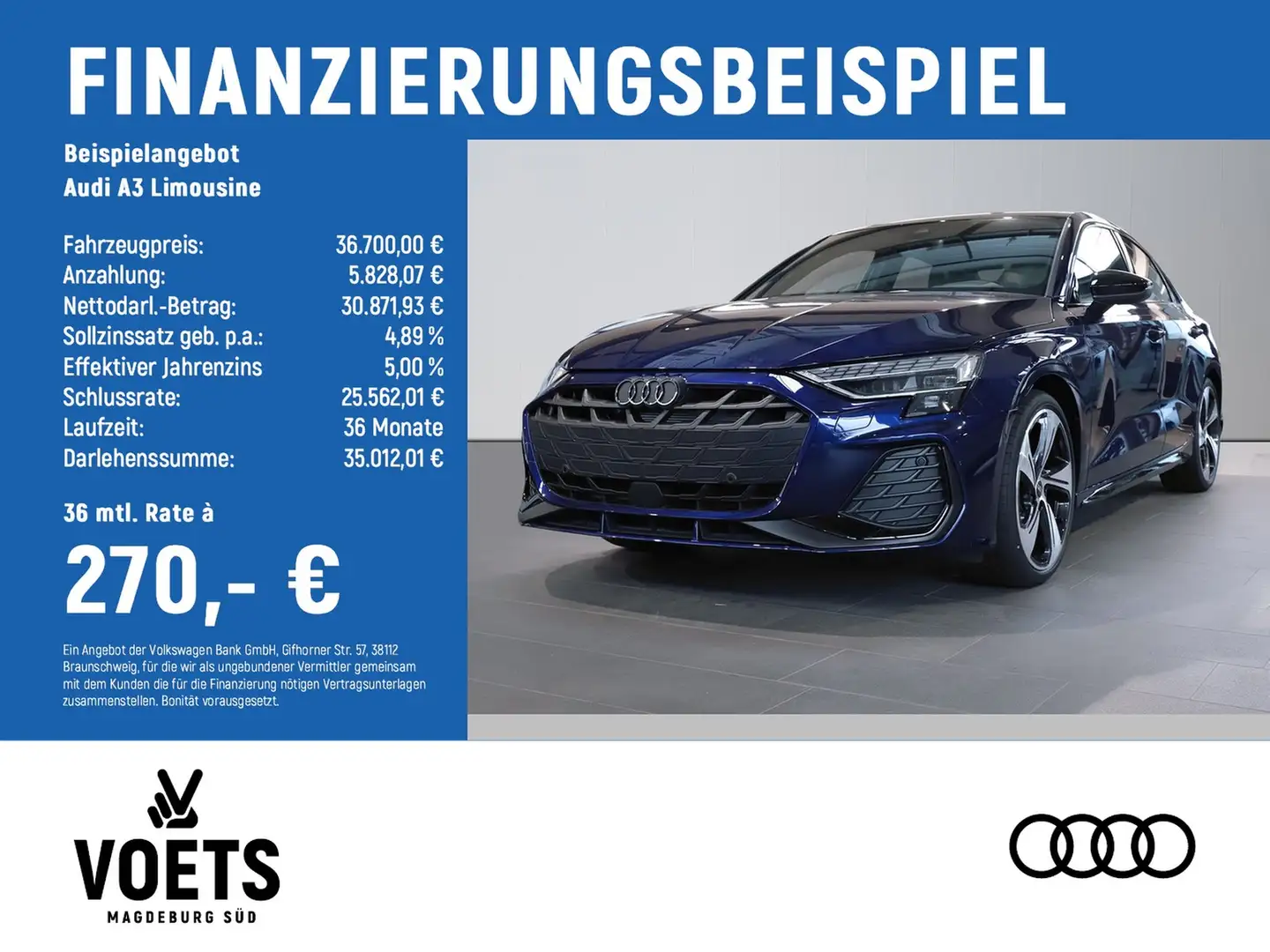 Audi A3 Limousine 35 TFSI S line 19Zoll+MATRIX+SONOS Blauw - 2