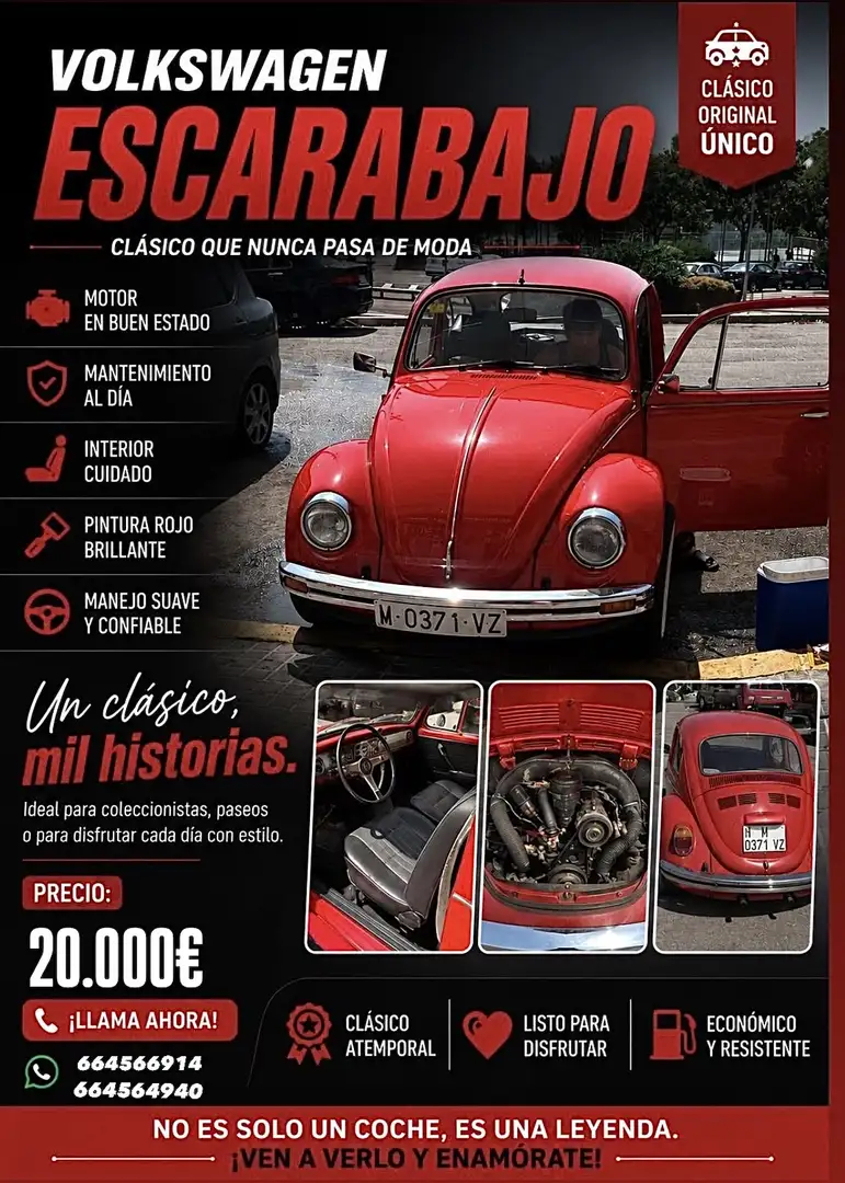 Volkswagen Escarabajo Rojo - 1
