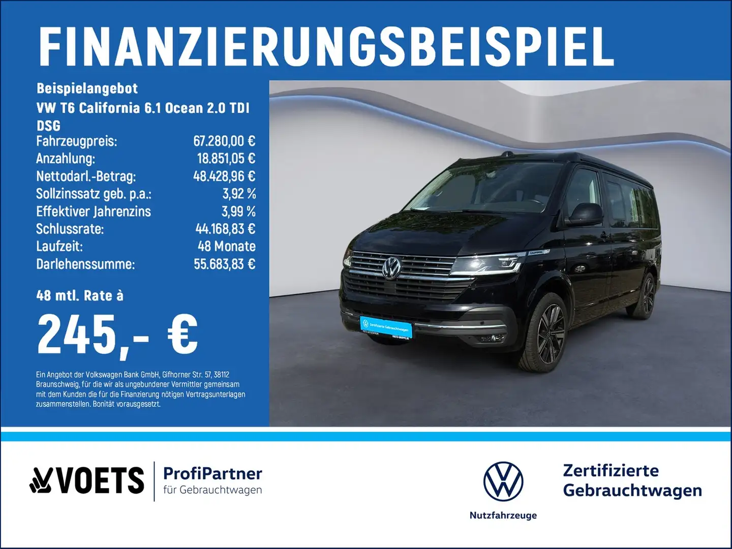 Volkswagen T6 California 6.1 Ocean 2.0 TDI DSG STANDHZG+elekt.+Sitz Schwarz - 2