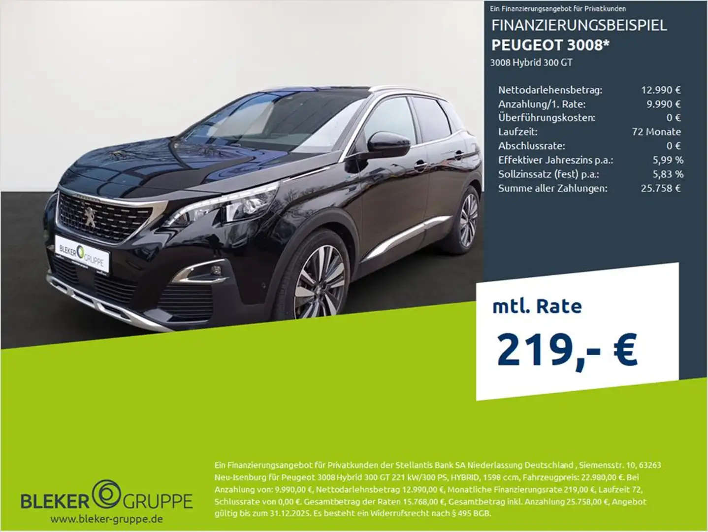 Peugeot 3008 3008 Hybrid 300 GT Noir - 1