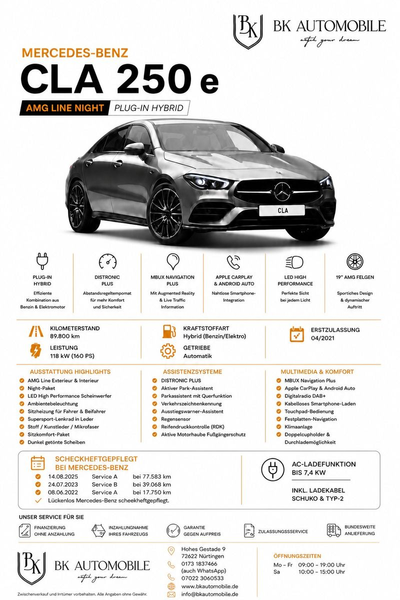 Mercedes-Benz CLA 250 E |DISTRONIC|Night|CarPlay|LED|Ambiente|