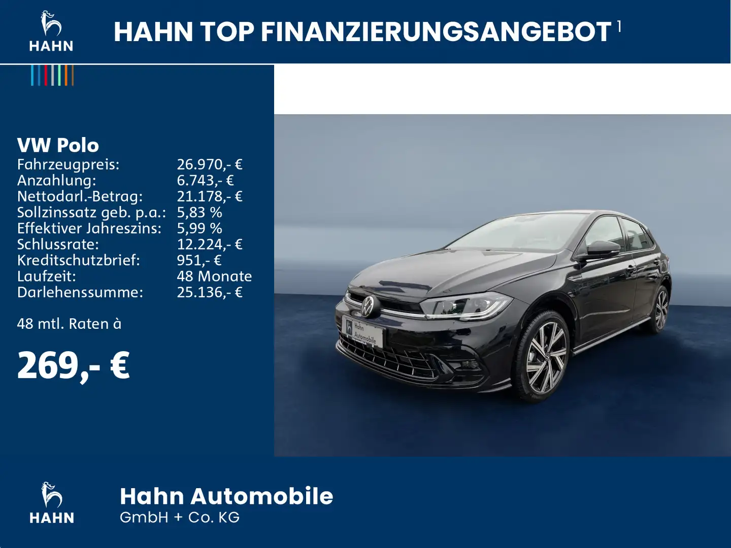 Volkswagen Polo R-Line 1,0 l TSI 85 kW (116 PS) Navi, Sound Schwarz - 2
