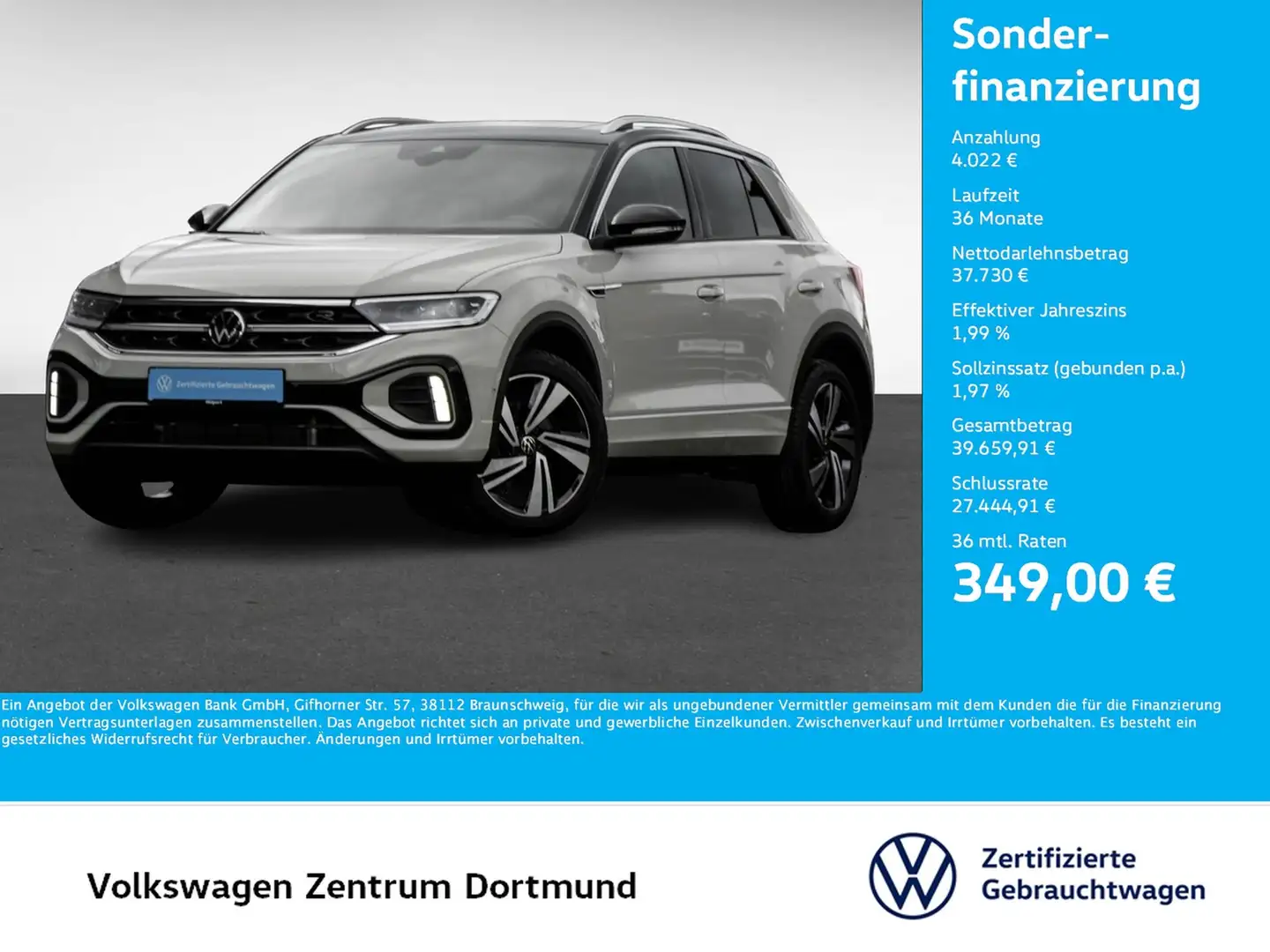 Volkswagen T-Roc 2.0 R-LINE 4X4 LEDER PANO BEATS AHK CAM 18Z Gri - 1