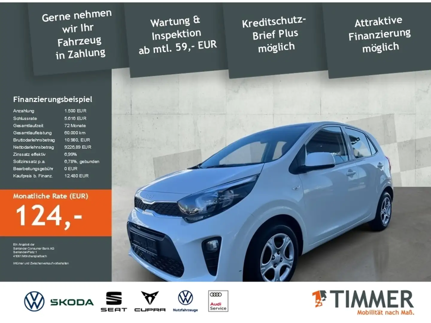 Kia Picanto Edition 7 *SHZ*7 Jahre Garantie*Lenkradheizung*Bl Білий - 1