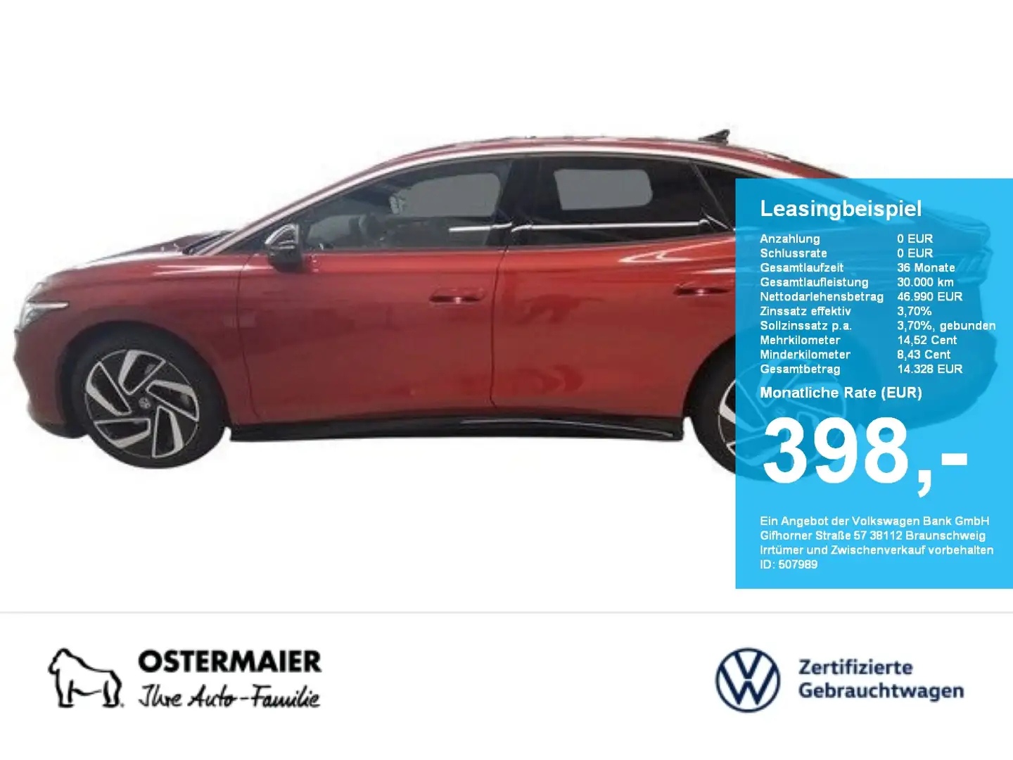 Volkswagen ID.7 PRO S 286PS NP.72T ACC.5J-G.WÄRMEPUMPE.AHK.AREA-VI Rojo - 1
