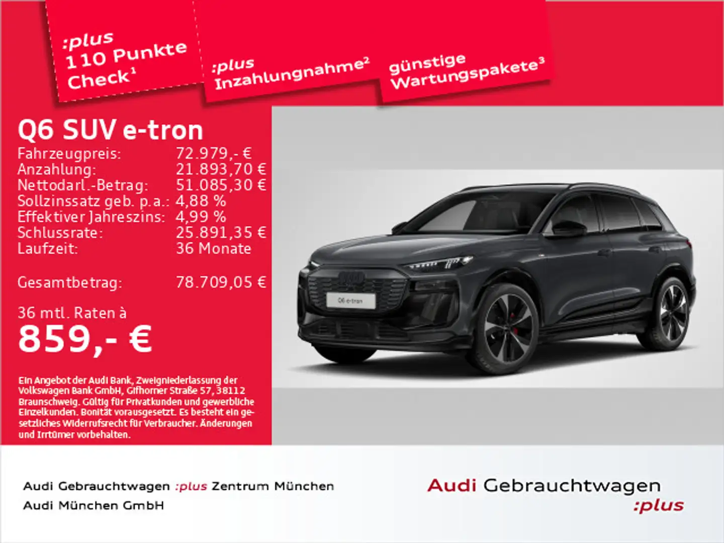 Audi Sonstige Q6 e-tron performance S line Edition One Pano/B& Grau - 1