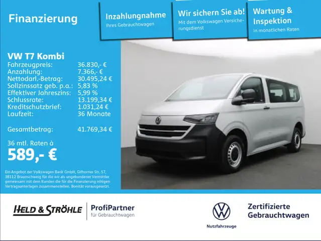 Volkswagen T7 Kombi 2.0TDI KR 9SITZE LED NAVI R-KAM 5J.GAR.
