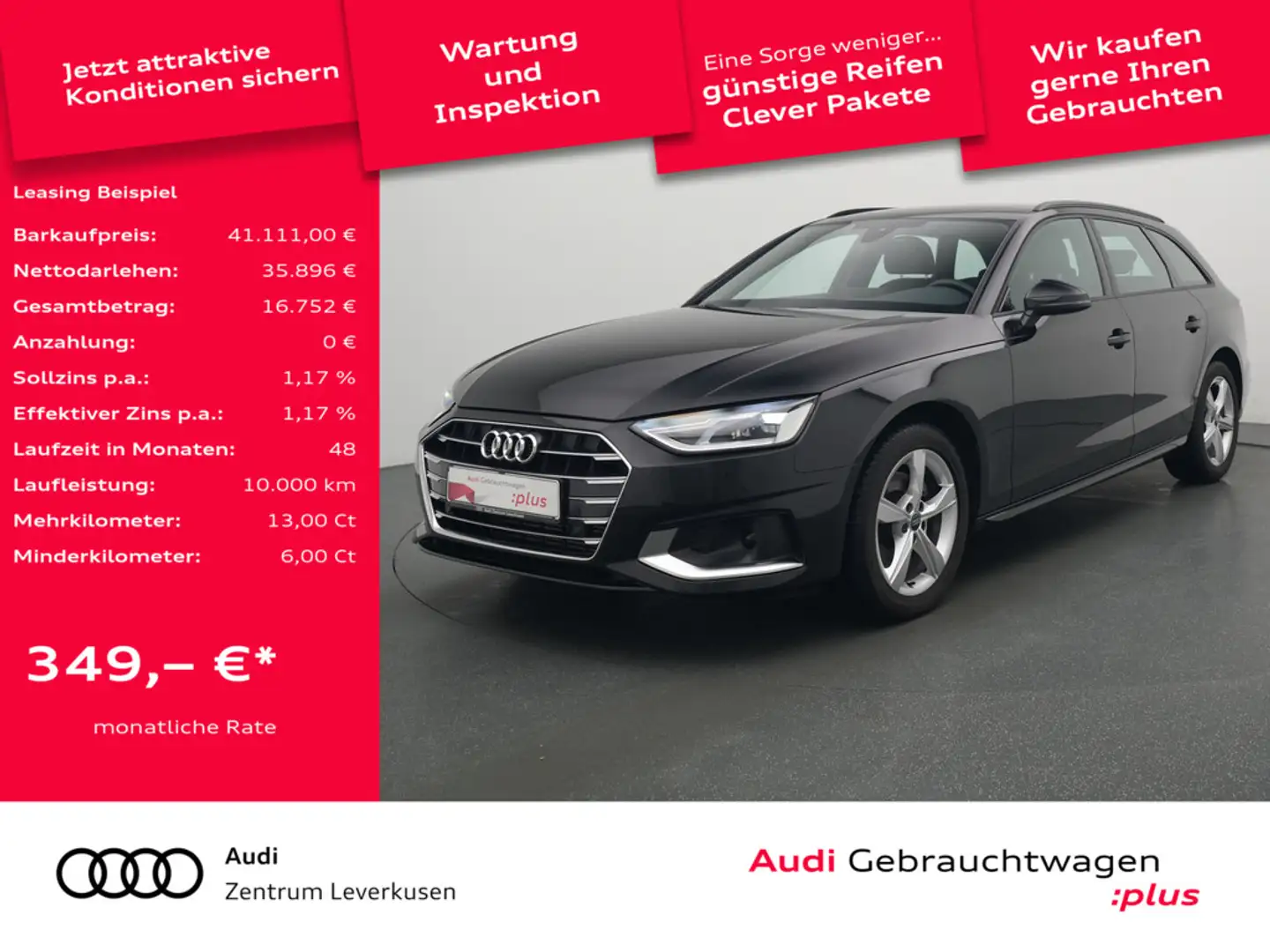 Audi A4 Avant VIRT ACC KAM LEDER MEMORY NAVI Schwarz - 1