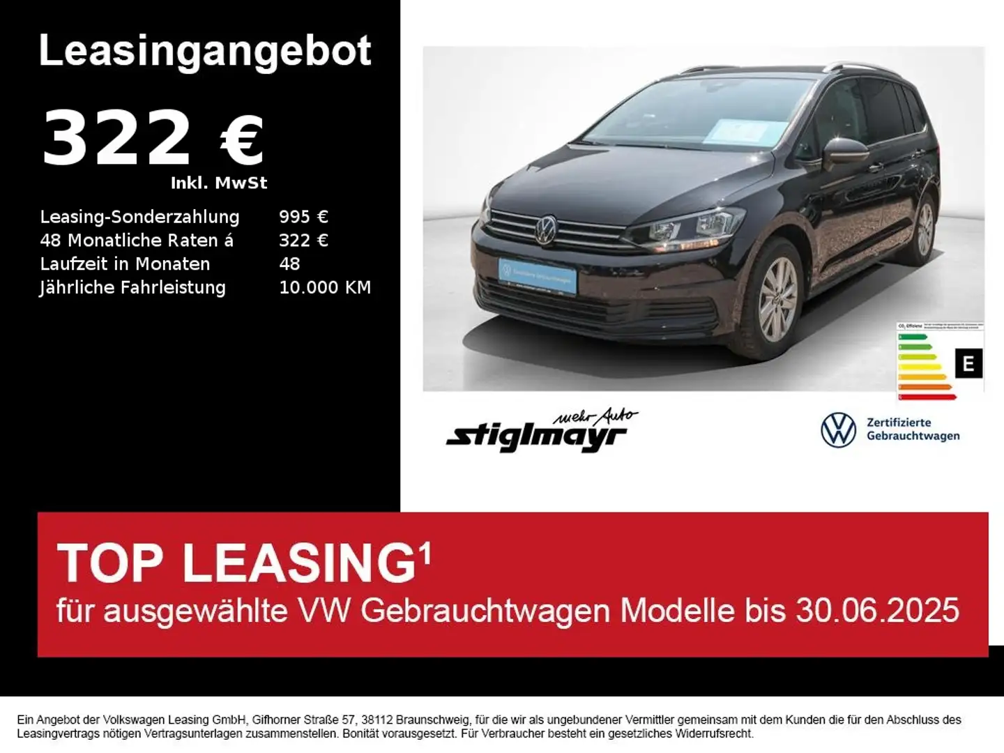 Volkswagen Touran Comfortline 1.5 TSI DSG KAMERA+NAVI+PDC Noir - 1