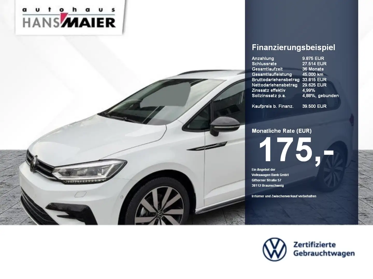 Volkswagen Touran Highline TSI DSG AHK R-Line 7Sitzer Rear Weiß - 1