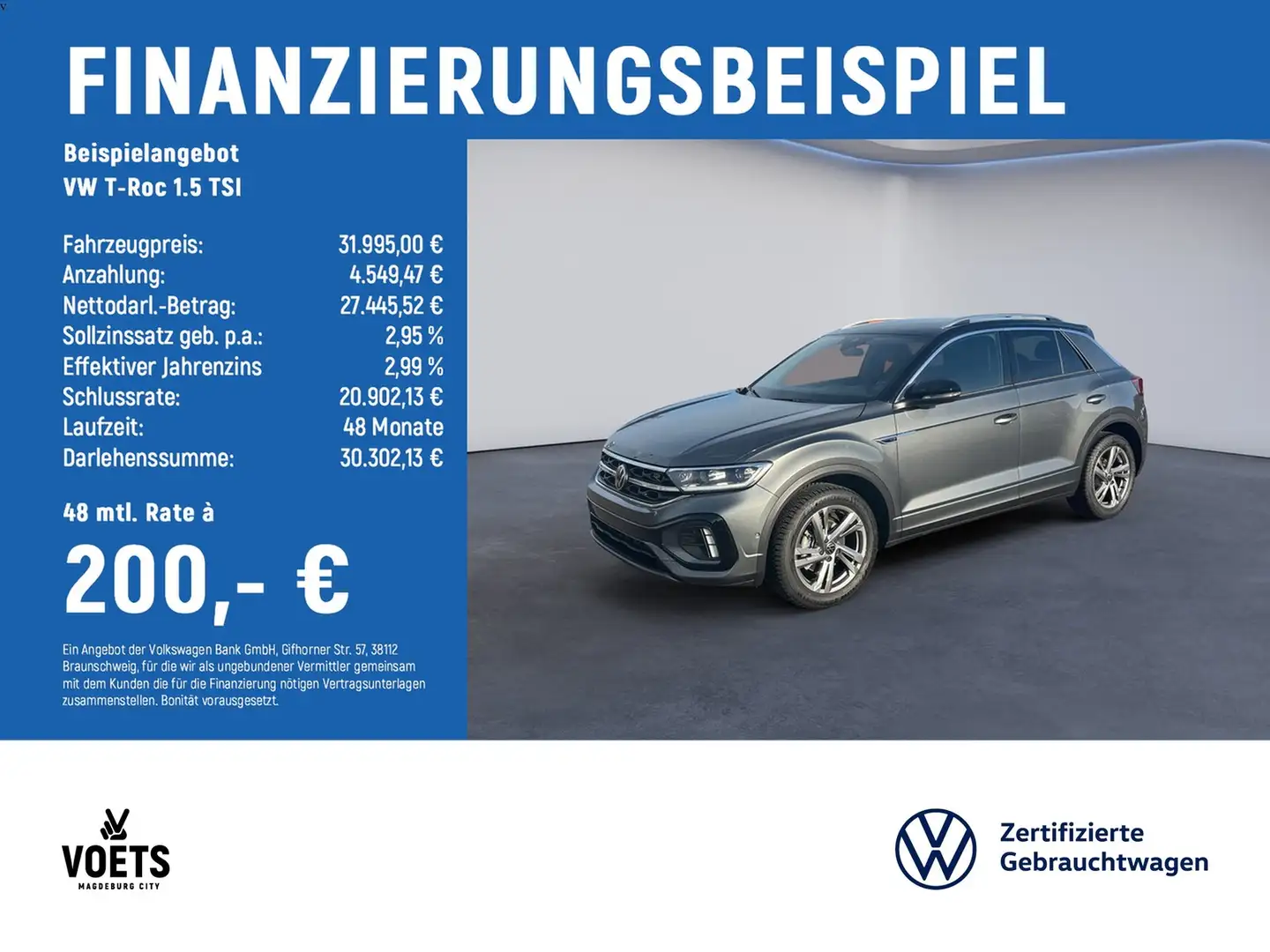 Volkswagen T-Roc 1.5 TSI R-Line DSG+KAM+AHK+NAVI Grau - 2