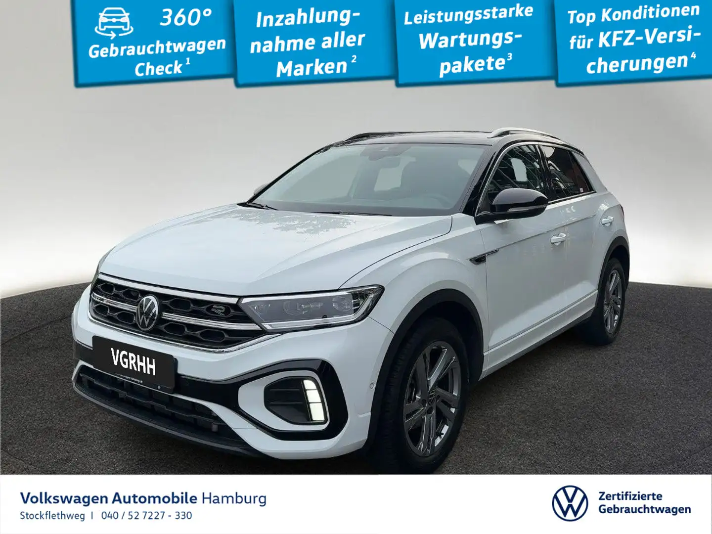 Volkswagen T-Roc 1.5 TSI R-Line DSG AHK Navi ACC CarPlay Weiß - 1
