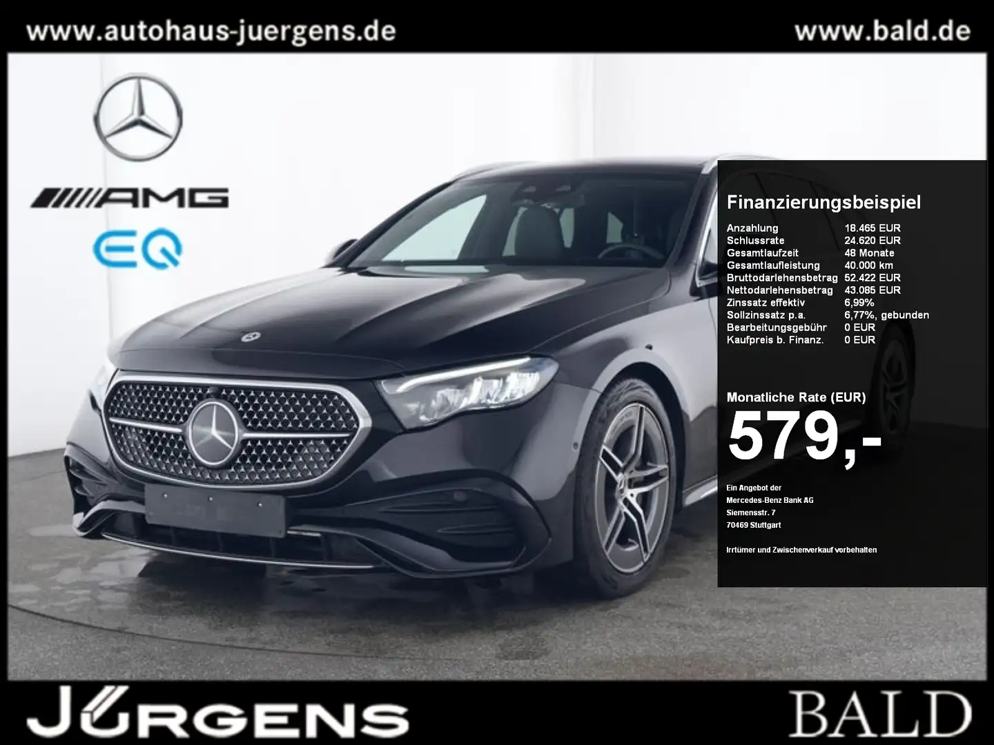 Mercedes-Benz E 300 de T 4M AMG/Wide/LED/Pano/Cam/CarPlay/19" Schwarz - 1