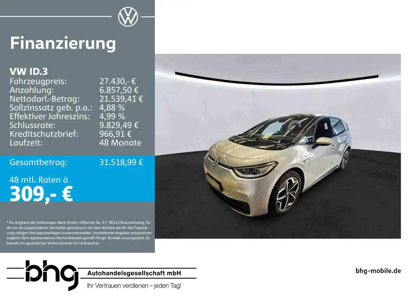 Volkswagen ID.3 Pro Performance Upgrade Silber - 1