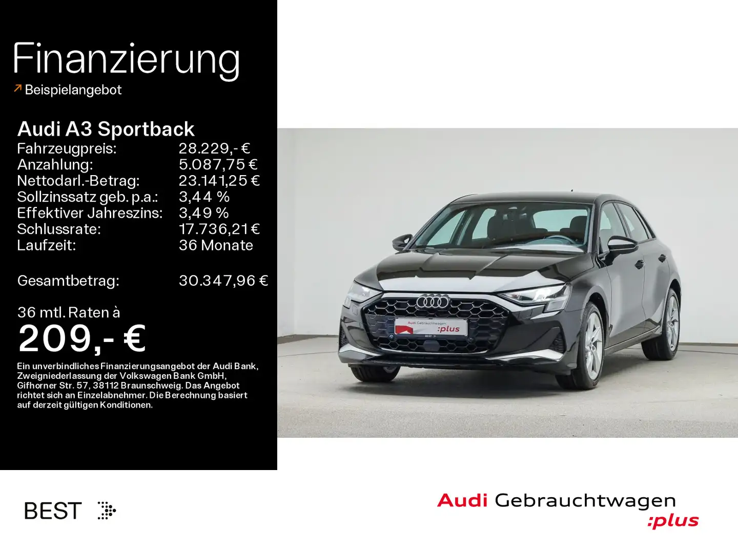 Audi A3 30 TDI advanced*NAVI-PLUS*AHK*VIRTU Schwarz - 1