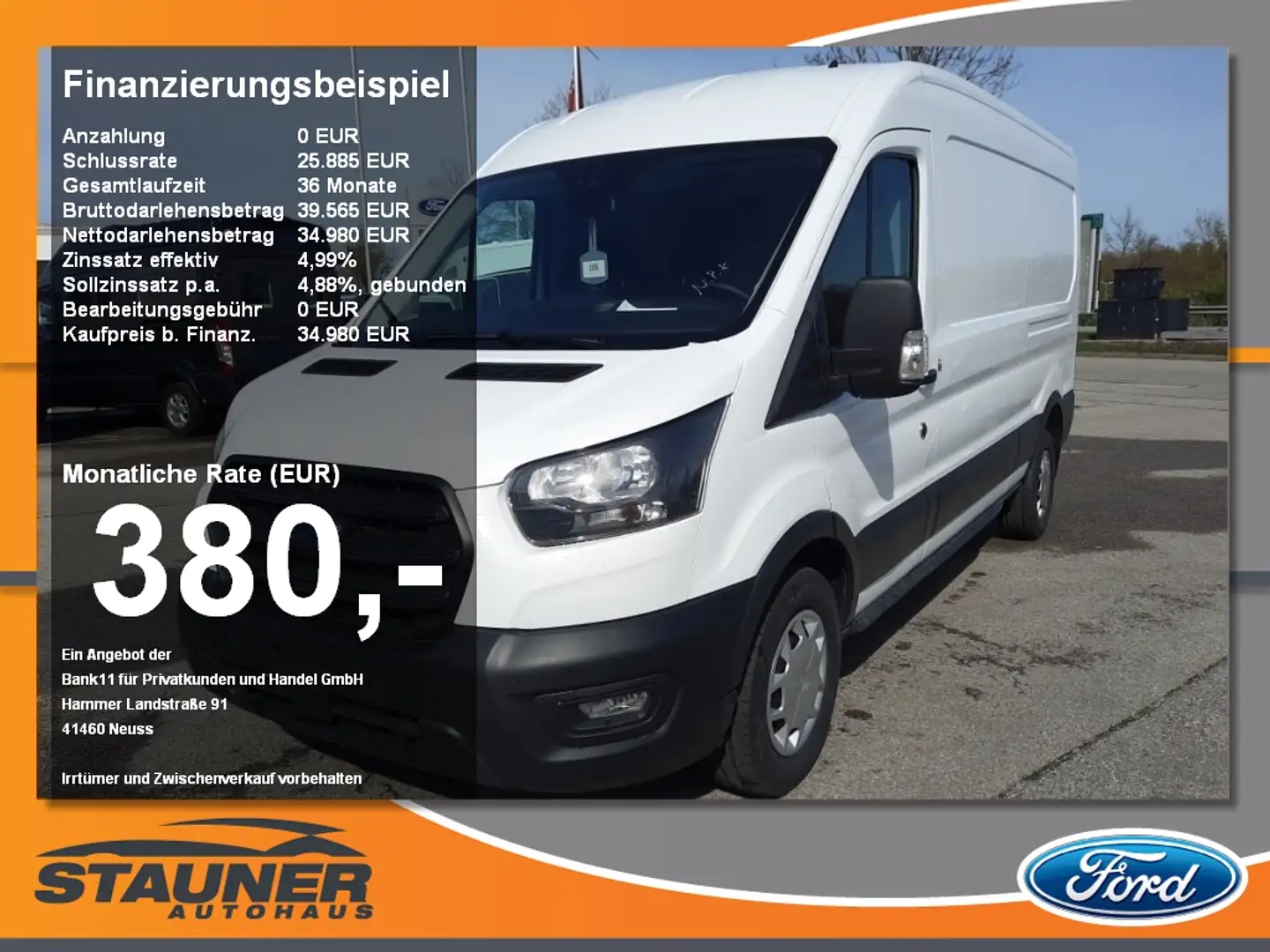 Ford Transit Kasten 2.0 TDCi 350 L3 Trend PDC Bílá - 1