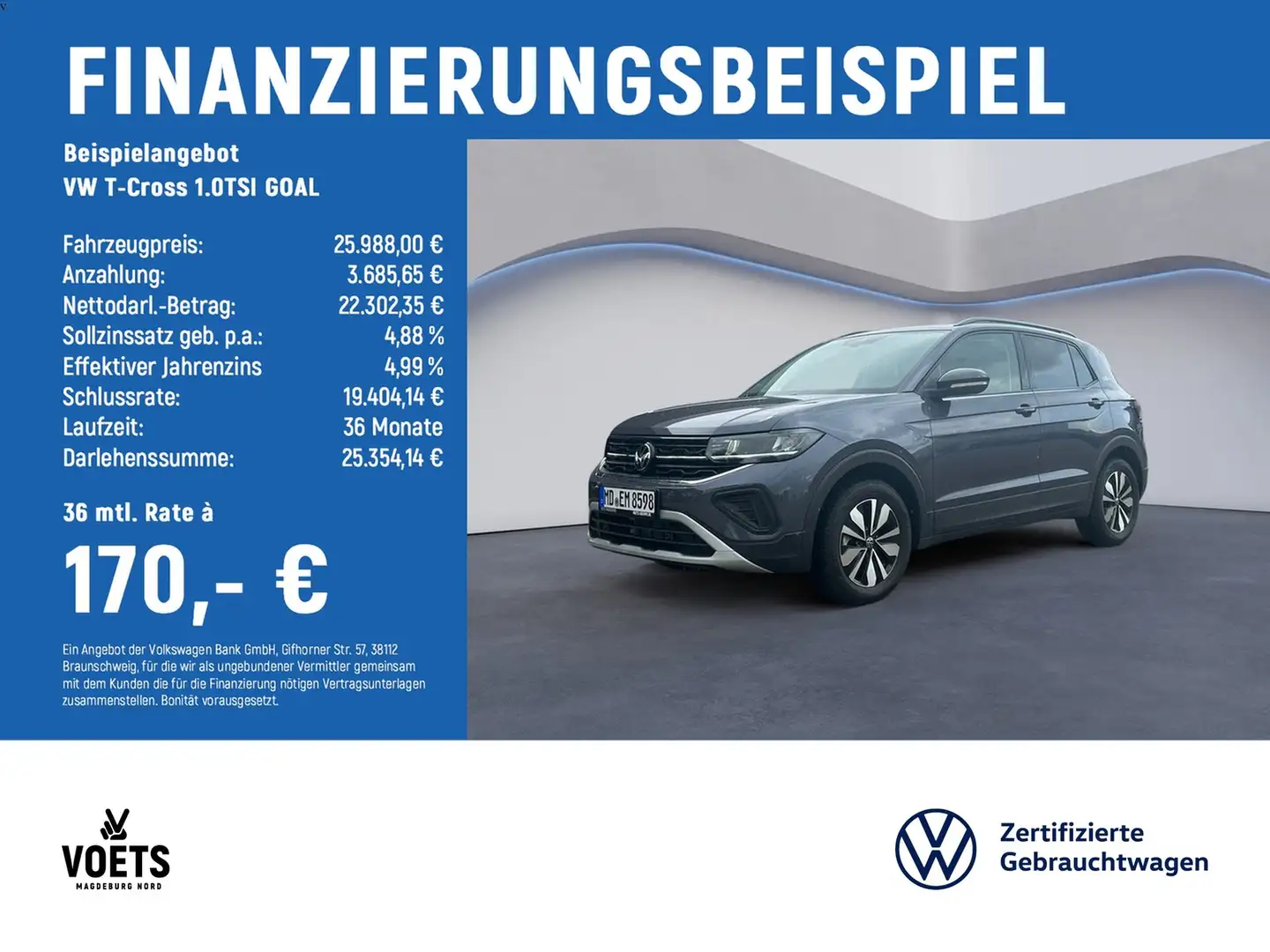 Volkswagen T-Cross 1.0TSI GOAL LED+Navi+Sitzhzg.+PDC Grau - 2