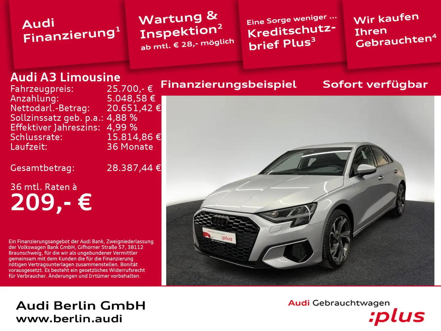 Audi A3 advanced 30 TDI S tr. LED AHK VIRTU Silber - 1