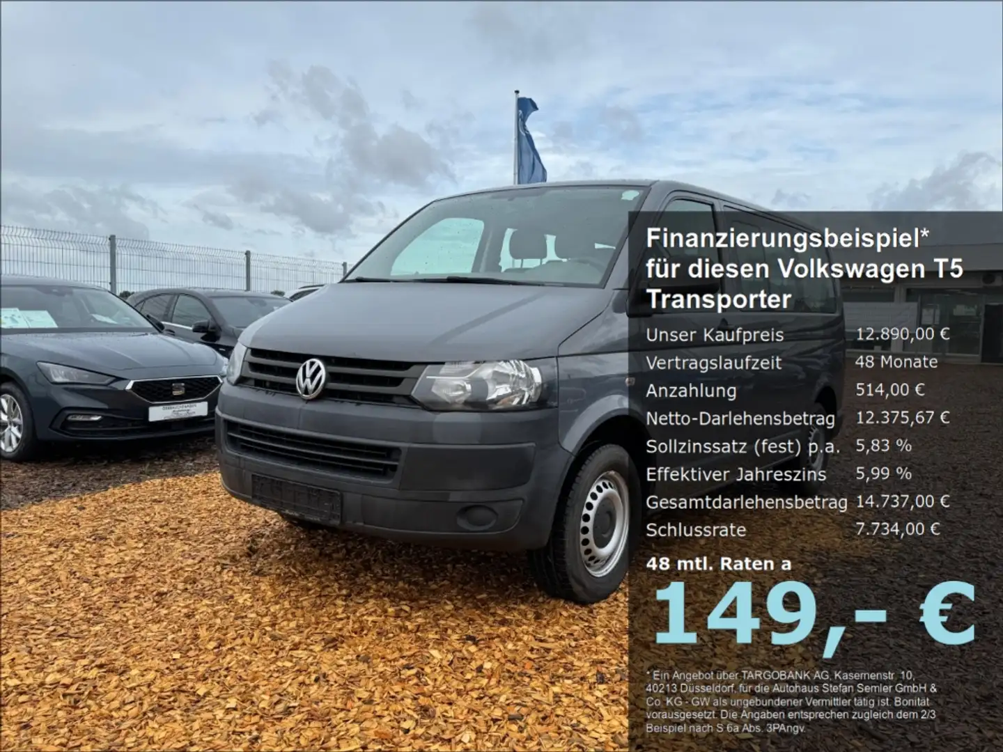 Volkswagen T5 Transporter Kasten-Kombi 2.0 TDI 9-SITZER AHK KLIMA Grau - 1