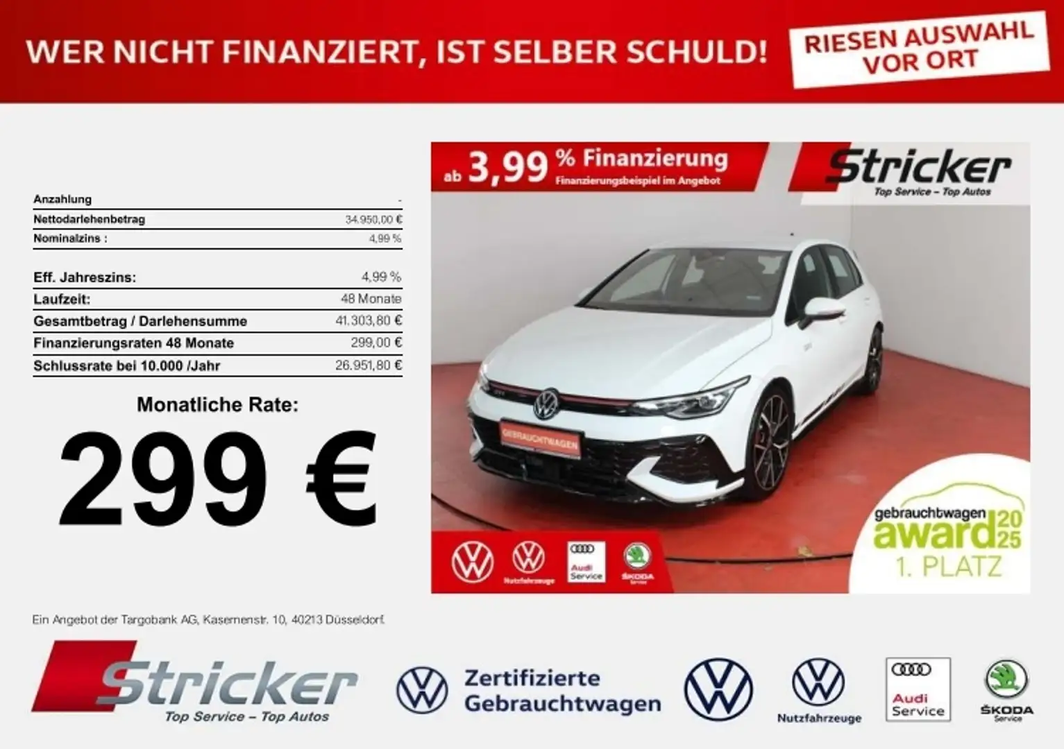 Volkswagen Golf GTI Clubsport 2.0TSI DSG 299,-ohne Anzahlung Top- Weiß - 1