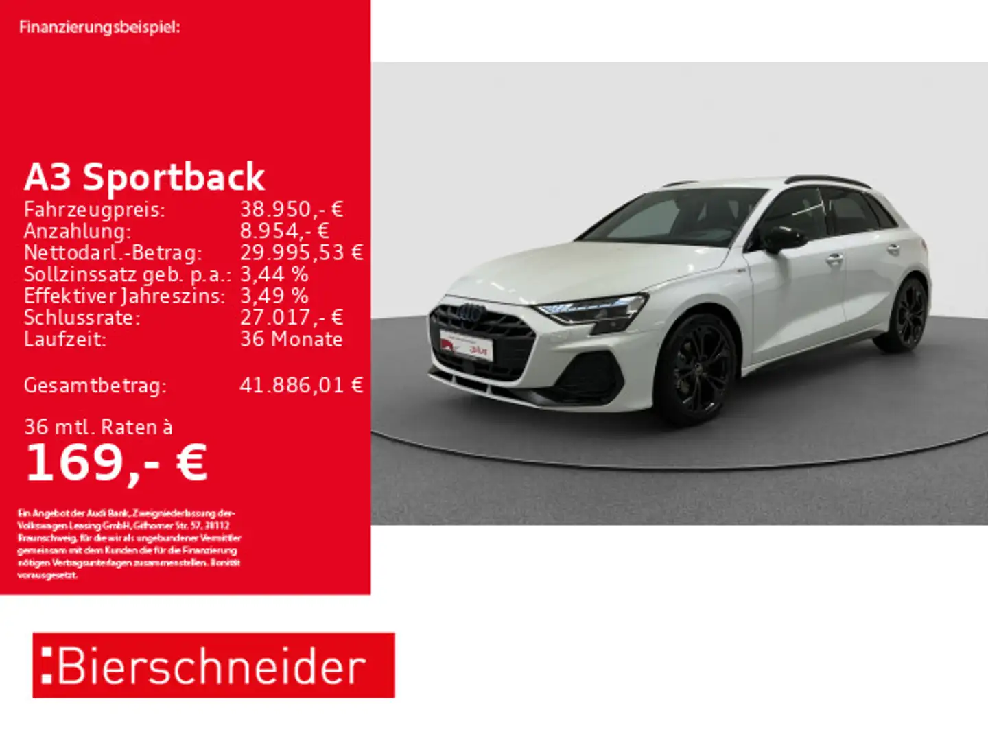 Audi A3 30 TFSI S-Line Black AHK LED HuD SO Weiß - 1