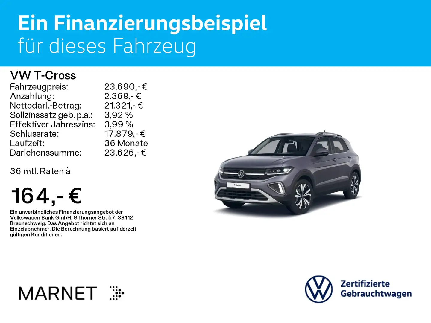 Volkswagen T-Cross 1.0 TSI Style*Navi*Anschlussgarantie* Gris - 2
