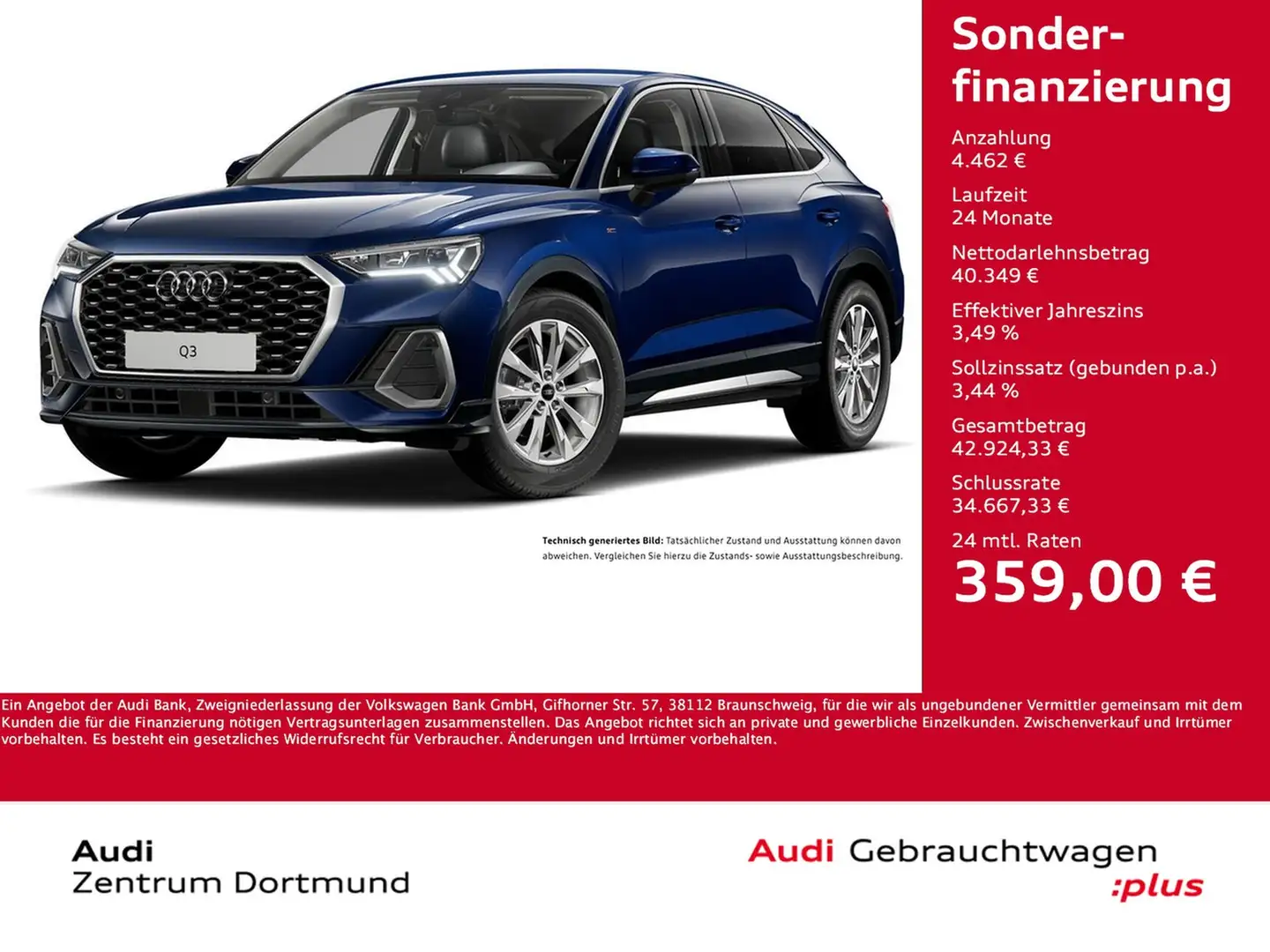 Audi Q3 Sportback 35 S LINE AHK CAM ACC LM18 E-KLAPPE Blau - 1
