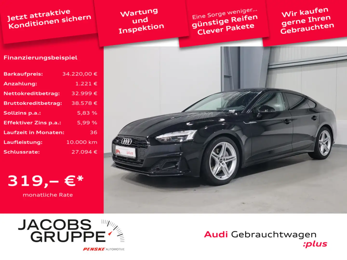 Audi A5 Sportback 40 TDI quattro advanced Pano*Matrix*R-Kamera * Noir - 1