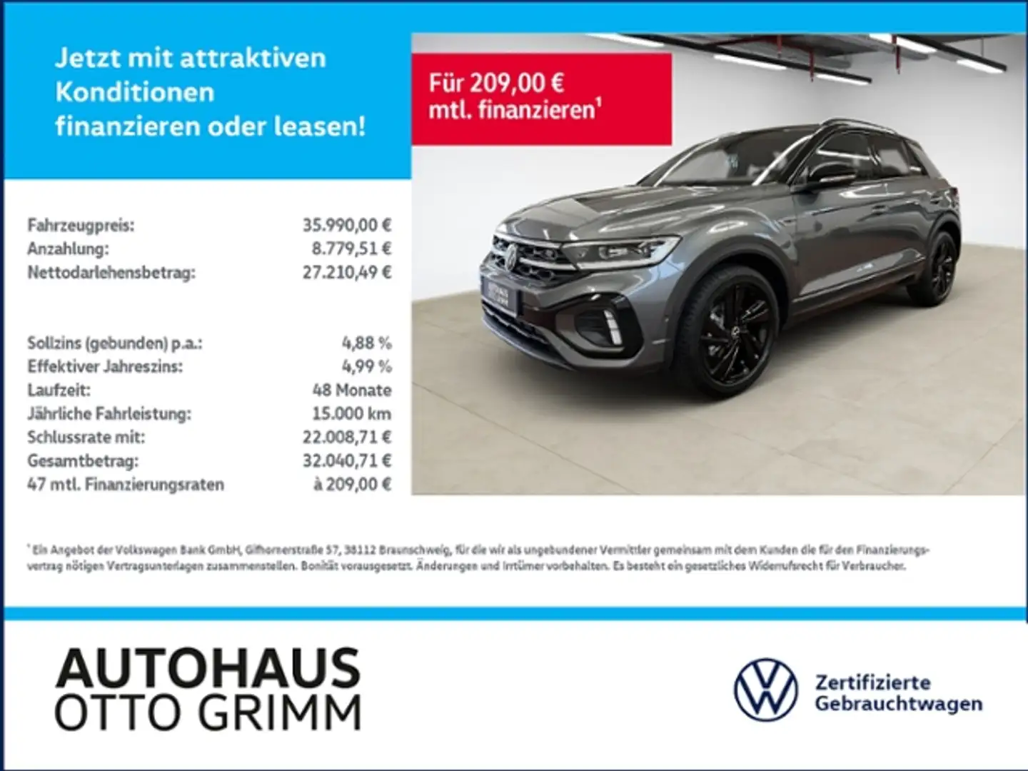 Volkswagen T-Roc 1.5 TSI R-Line DSG LED Grau - 1