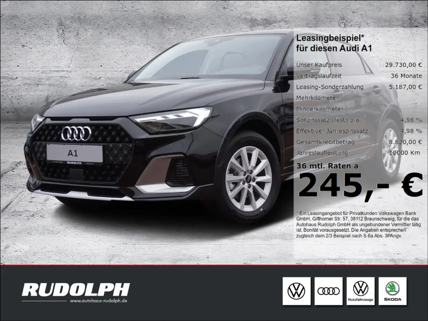Audi A1 allstreet 116 PS S tronic LED NAVI GRA SHZG EPH Schwarz - 1