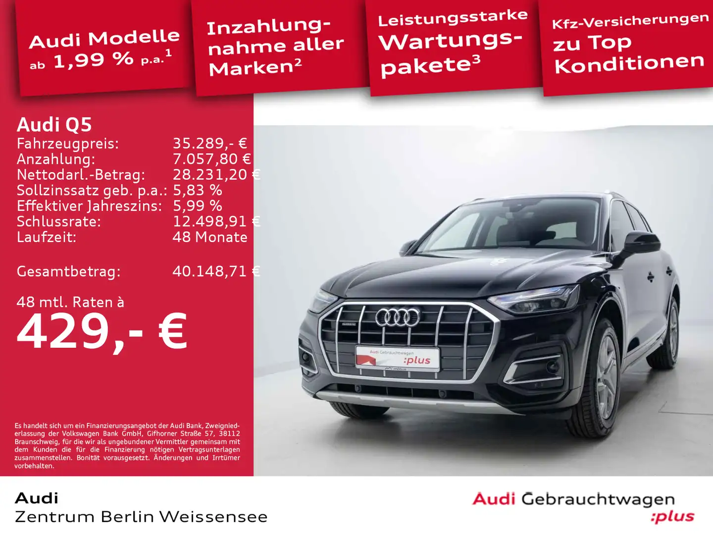 Audi Q5 40 TDI S-TRO*RFK*QUA*LED*TEMP*NAVI*VC*APP*VKE Schwarz - 1