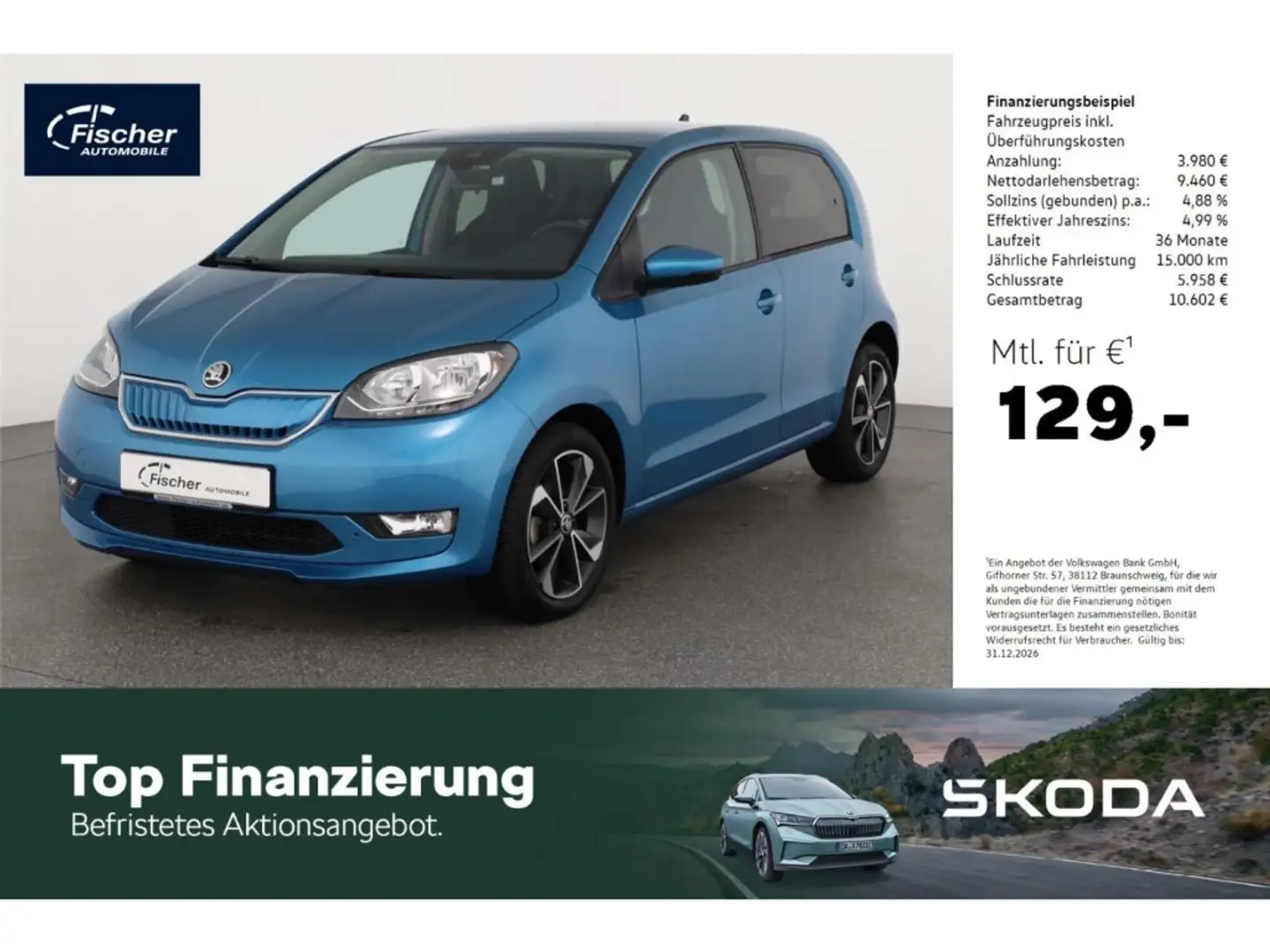 Skoda Citigo Best of electric 32,3 kWh Alu/PDC/GRA/SH Blau - 1