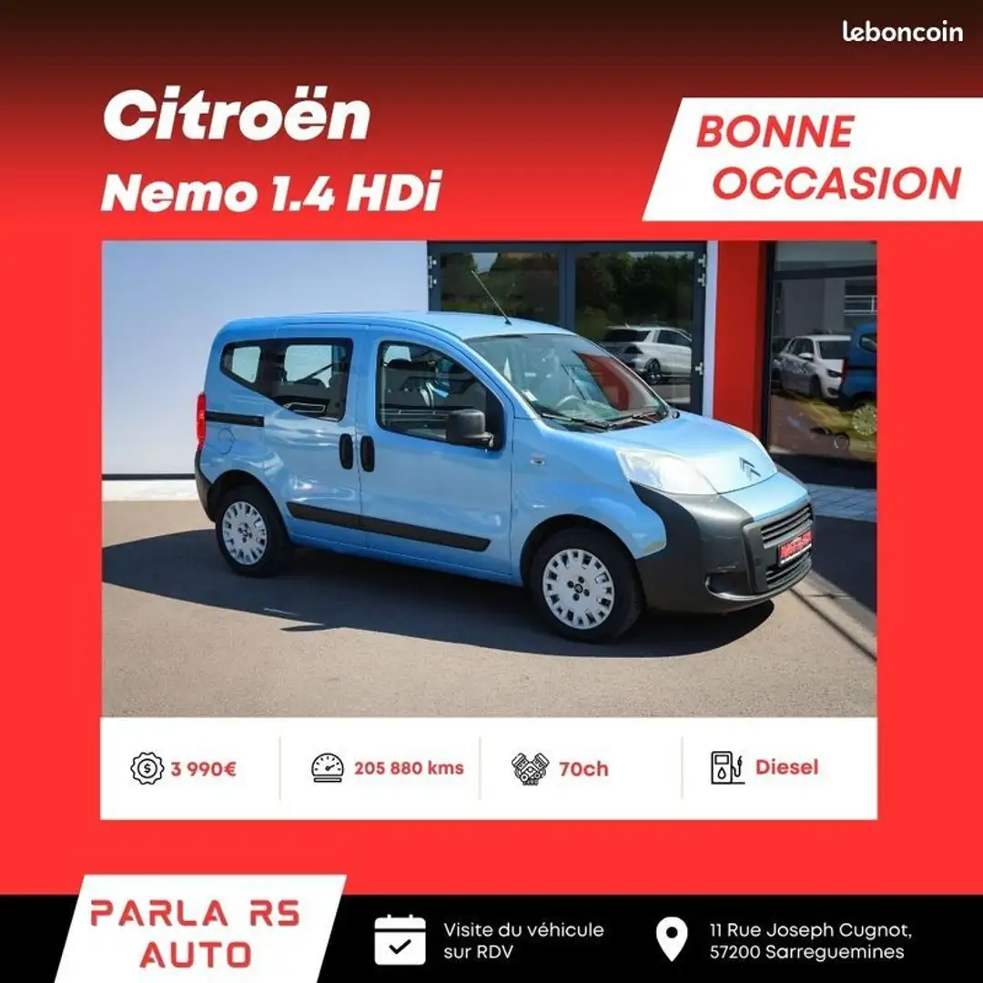 Citroen Nemo Citroën 1.4 HDi 70ch Bleu - 1